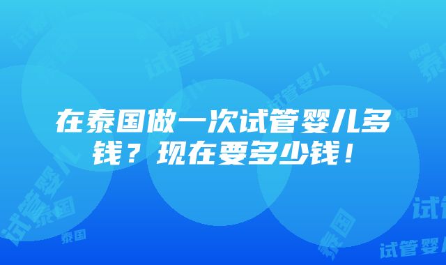 在泰国做一次试管婴儿多钱？现在要多少钱！