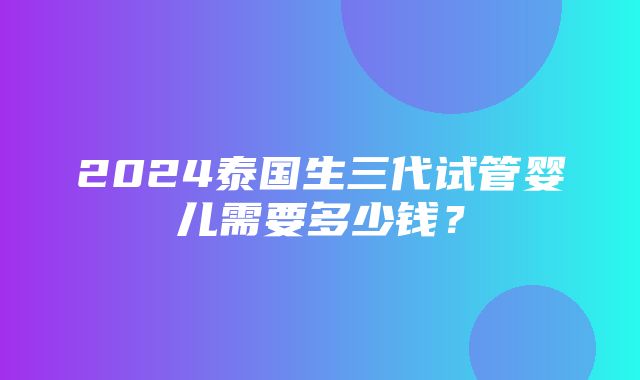 2024泰国生三代试管婴儿需要多少钱？