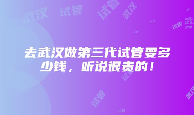 去武汉做第三代试管要多少钱，听说很贵的！