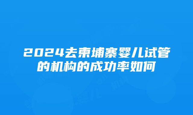 2024去柬埔寨婴儿试管的机构的成功率如何