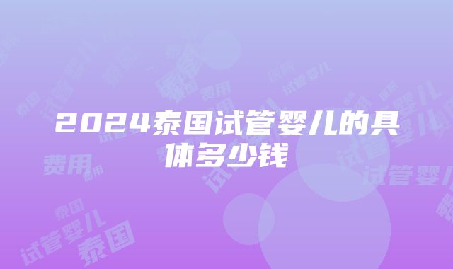 2024泰国试管婴儿的具体多少钱