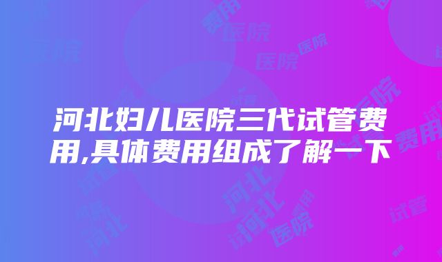 河北妇儿医院三代试管费用,具体费用组成了解一下