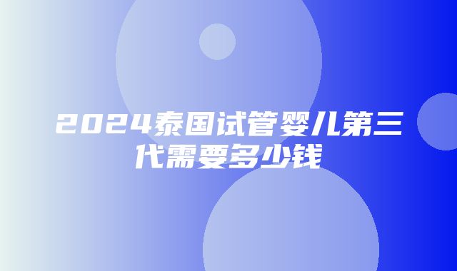 2024泰国试管婴儿第三代需要多少钱