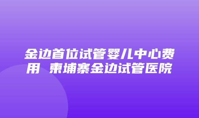 金边首位试管婴儿中心费用 柬埔寨金边试管医院