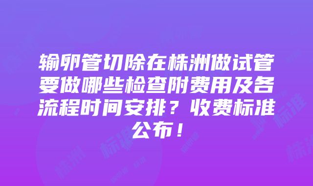 输卵管切除在株洲做试管要做哪些检查附费用及各流程时间安排？收费标准公布！