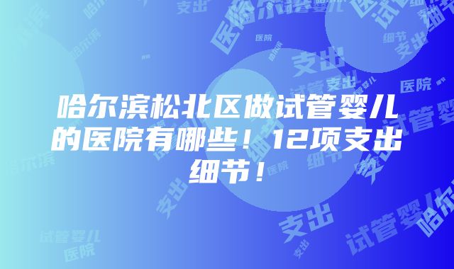 哈尔滨松北区做试管婴儿的医院有哪些！12项支出细节！