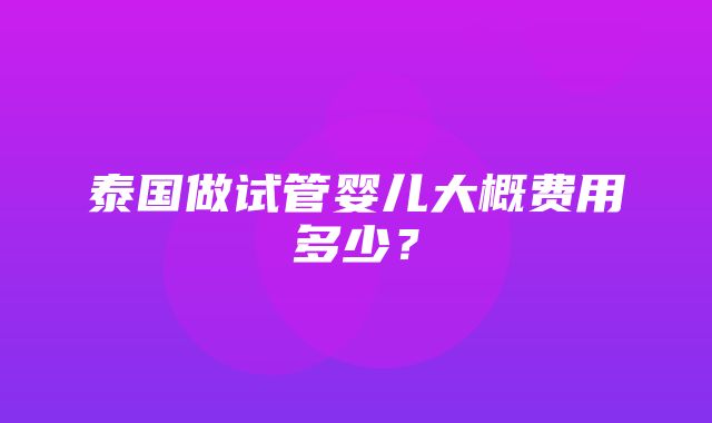 泰国做试管婴儿大概费用多少？