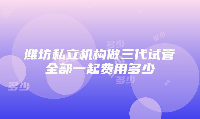 潍坊私立机构做三代试管全部一起费用多少