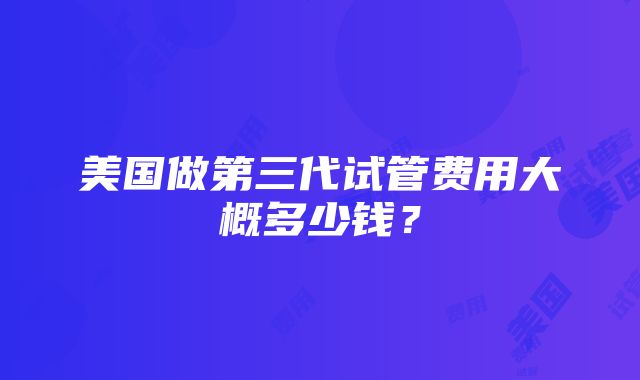 美国做第三代试管费用大概多少钱？