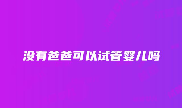 没有爸爸可以试管婴儿吗