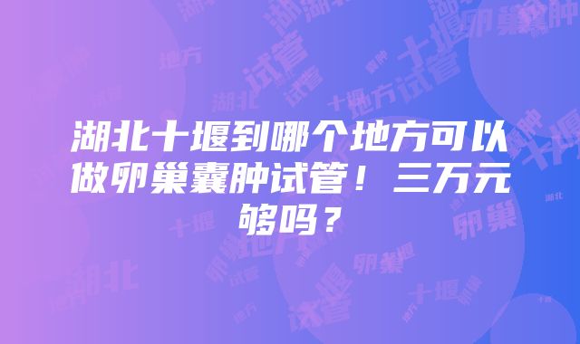 湖北十堰到哪个地方可以做卵巢囊肿试管！三万元够吗？