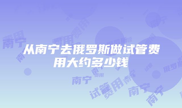 从南宁去俄罗斯做试管费用大约多少钱