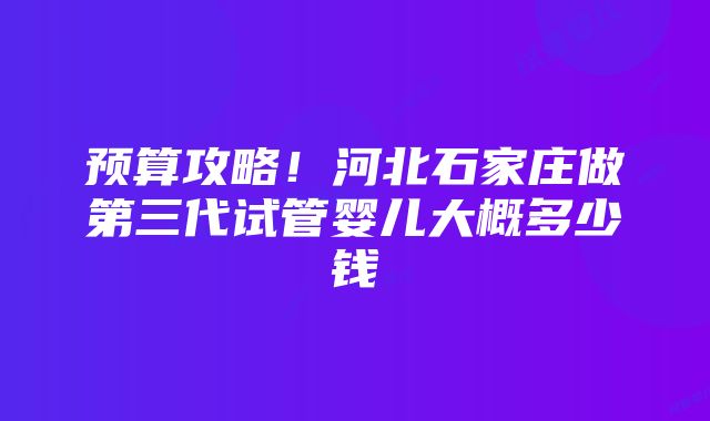 预算攻略！河北石家庄做第三代试管婴儿大概多少钱