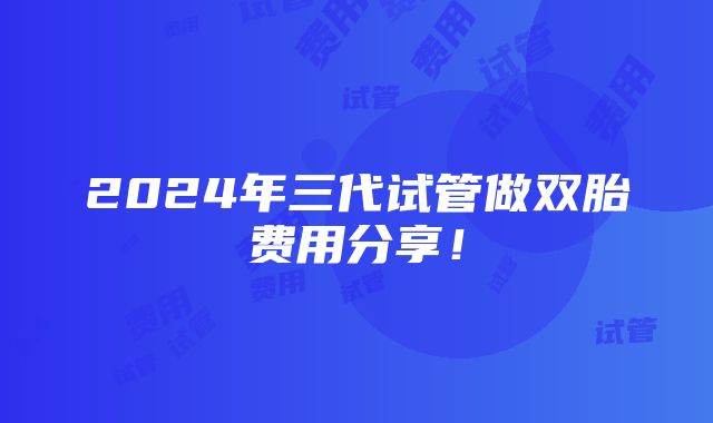 2024年三代试管做双胎费用分享！