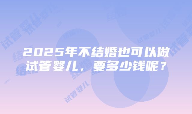 2025年不结婚也可以做试管婴儿，要多少钱呢？