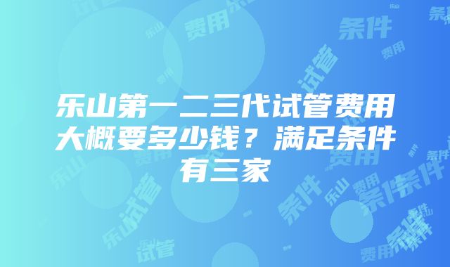 乐山第一二三代试管费用大概要多少钱？满足条件有三家