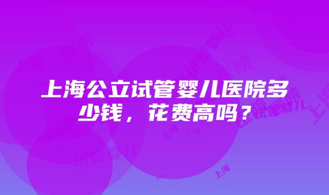 上海公立试管婴儿医院多少钱，花费高吗？