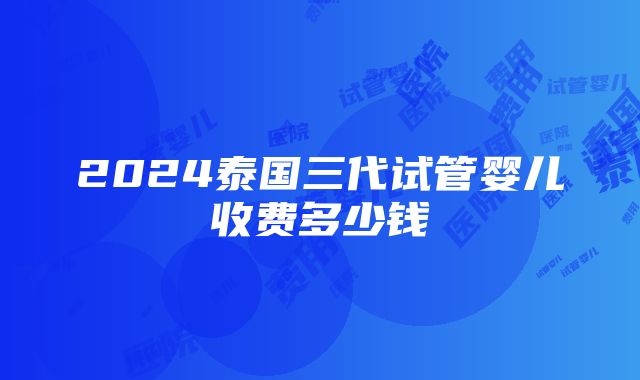 2024泰国三代试管婴儿收费多少钱