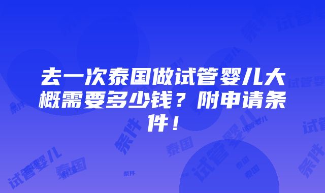 去一次泰国做试管婴儿大概需要多少钱？附申请条件！