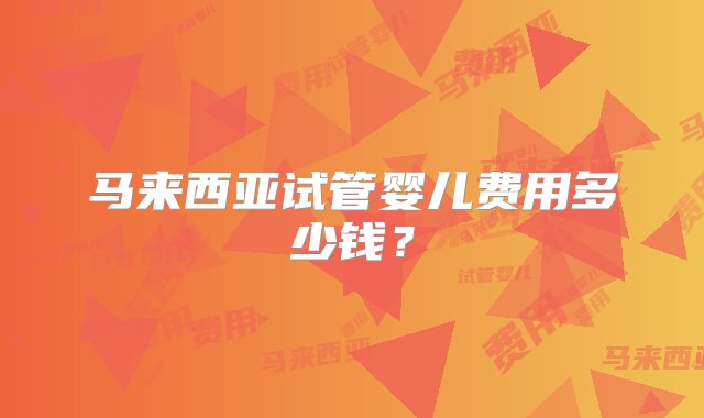 马来西亚试管婴儿费用多少钱？