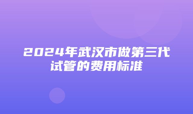 2024年武汉市做第三代试管的费用标准