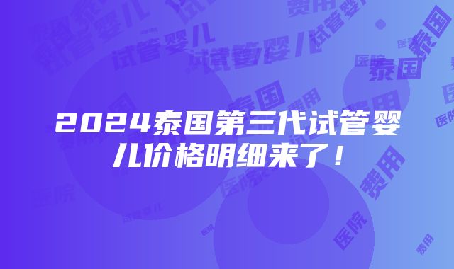 2024泰国第三代试管婴儿价格明细来了！