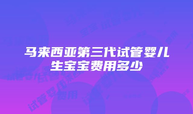 马来西亚第三代试管婴儿生宝宝费用多少