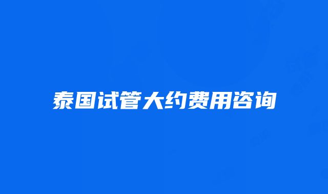 泰国试管大约费用咨询