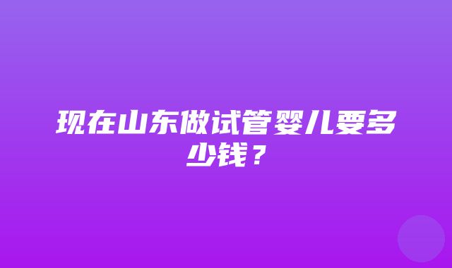 现在山东做试管婴儿要多少钱？