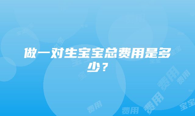 做一对生宝宝总费用是多少？