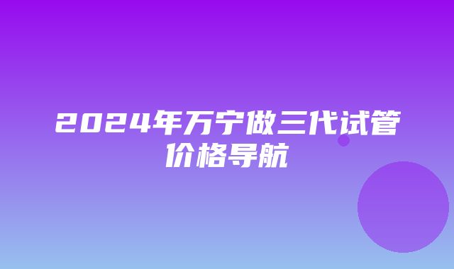 2024年万宁做三代试管价格导航