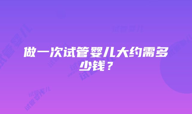 做一次试管婴儿大约需多少钱？