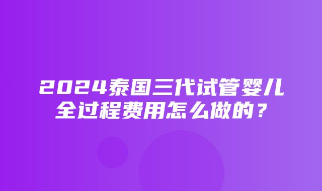 2024泰国三代试管婴儿全过程费用怎么做的？