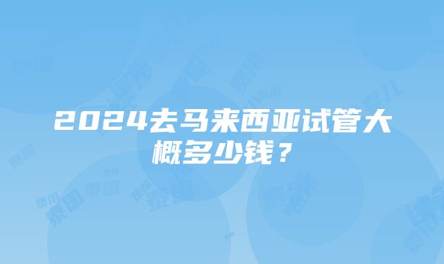 2024去马来西亚试管大概多少钱？