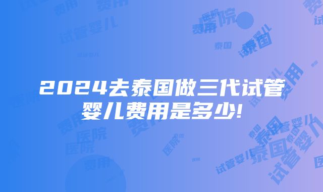 2024去泰国做三代试管婴儿费用是多少!