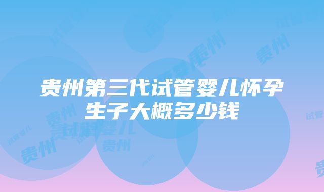 贵州第三代试管婴儿怀孕生子大概多少钱