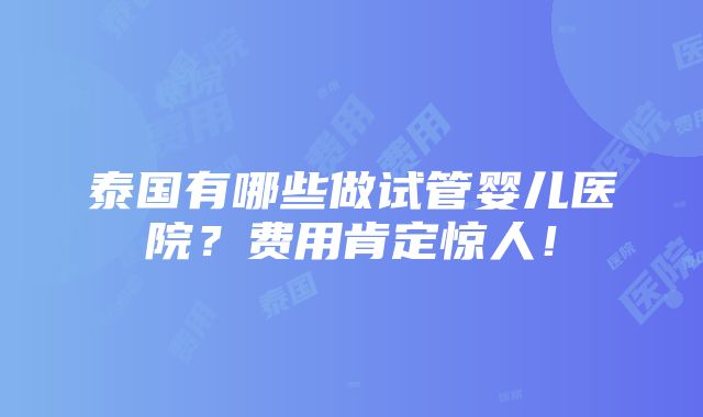 泰国有哪些做试管婴儿医院？费用肯定惊人！