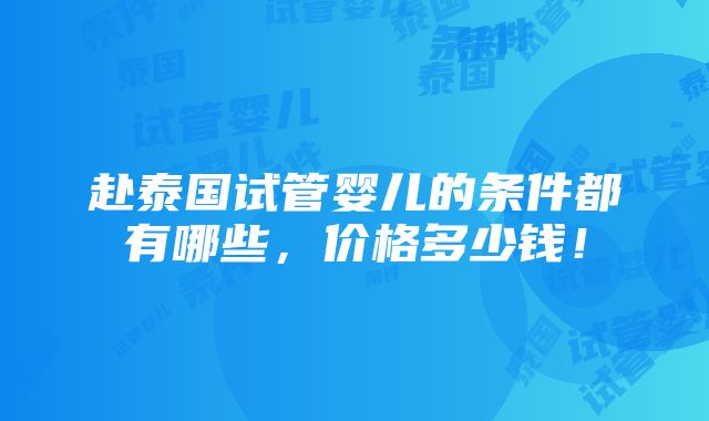 赴泰国试管婴儿的条件都有哪些，价格多少钱！