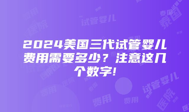 2024美国三代试管婴儿费用需要多少？注意这几个数字!