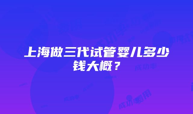 上海做三代试管婴儿多少钱大概？