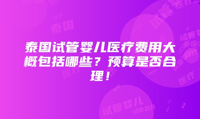 泰国试管婴儿医疗费用大概包括哪些？预算是否合理！