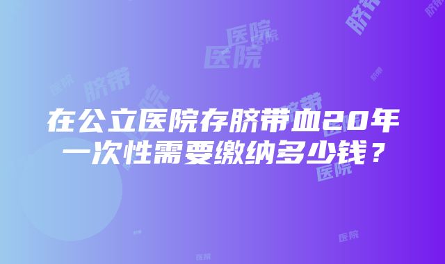 在公立医院存脐带血20年一次性需要缴纳多少钱？