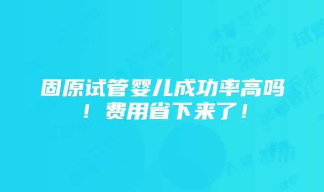 固原试管婴儿成功率高吗！费用省下来了！