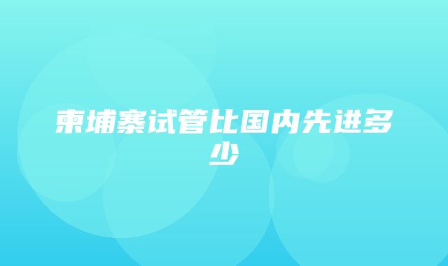 柬埔寨试管比国内先进多少