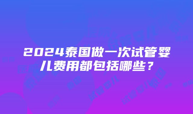 2024泰国做一次试管婴儿费用都包括哪些？