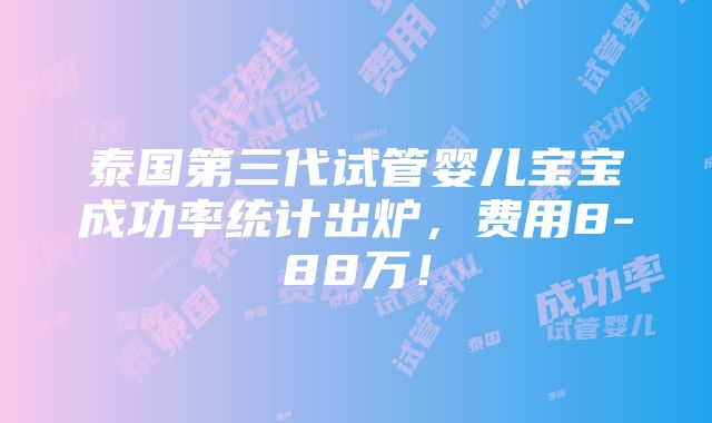 泰国第三代试管婴儿宝宝成功率统计出炉，费用8-88万！