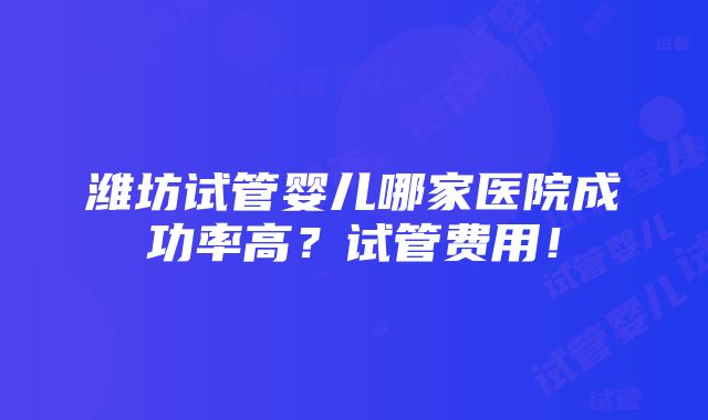 潍坊试管婴儿哪家医院成功率高？试管费用！