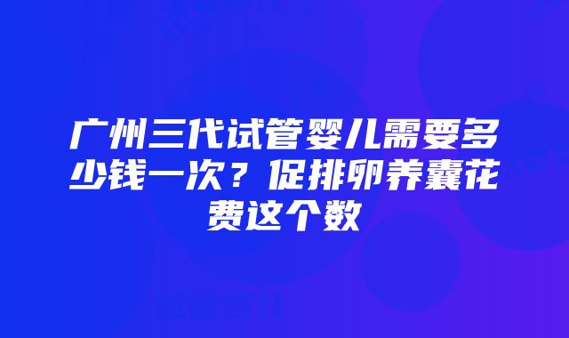 广州三代试管婴儿需要多少钱一次？促排卵养囊花费这个数