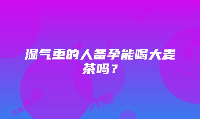 湿气重的人备孕能喝大麦茶吗？