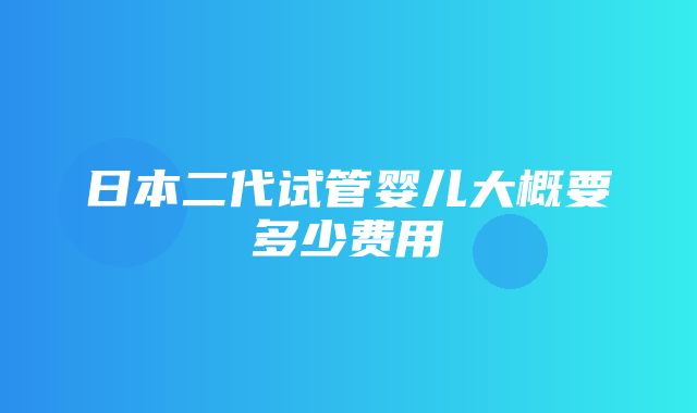 日本二代试管婴儿大概要多少费用